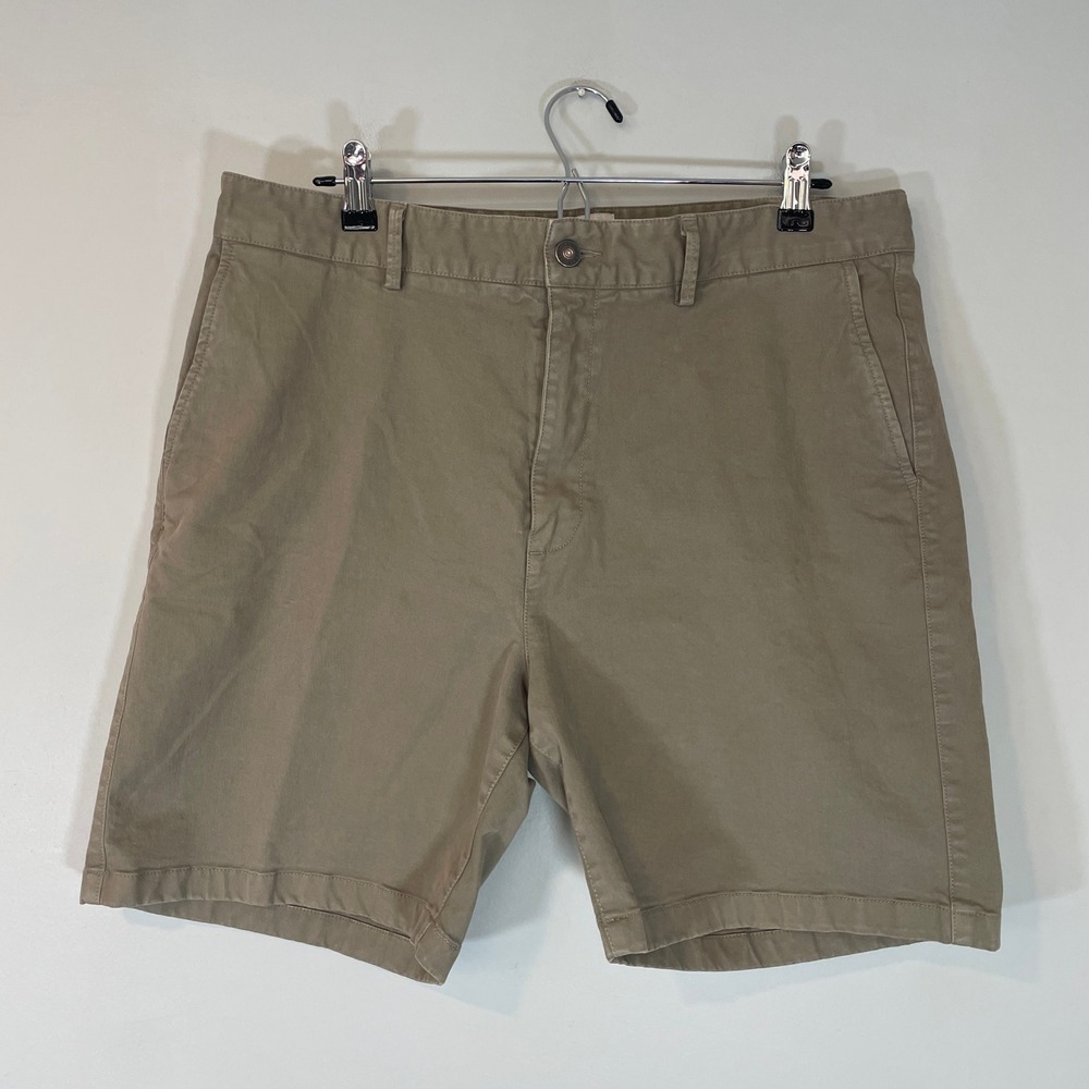 Flint and Tinder Mens Khaki Beige Chino Shorts Size 36 Tan Flat Front Preppy